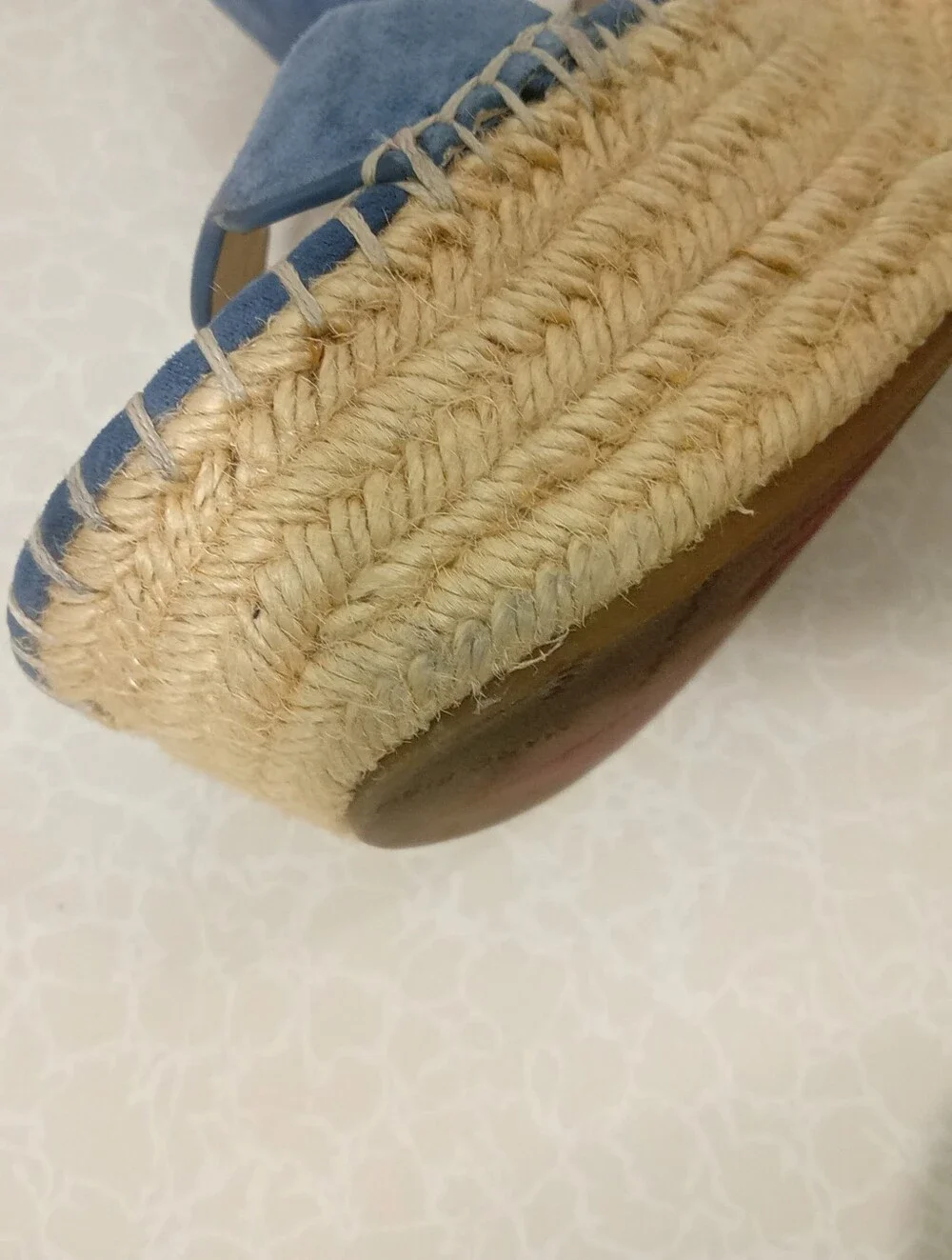Womens Marc Fisher Blue Suede Wedge Espadrille Sandals sz 10